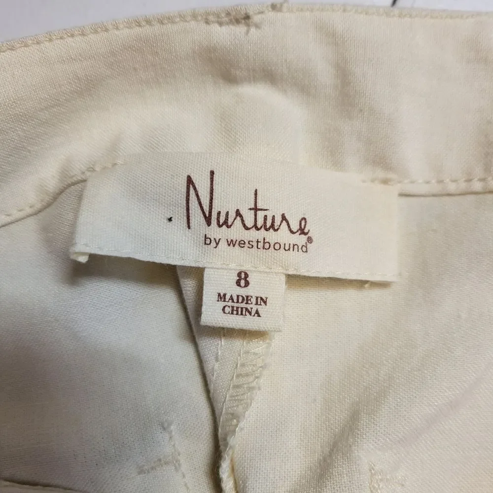 Nurture by Westbound Linen Blend Utility Side Pocket Cropped Wide Leg Ankle Pant